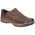 Brown - Back - Hush Puppies Mens Jasper Slip On Leather Shoes