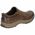 Brown - Side - Hush Puppies Mens Jasper Slip On Leather Shoes