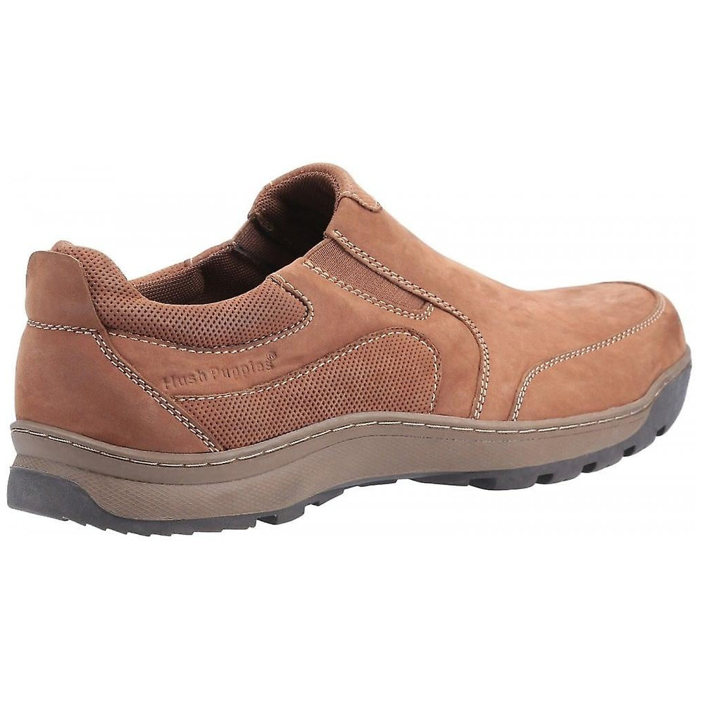 Tan - Side - Hush Puppies Mens Jasper Slip On Leather Shoes