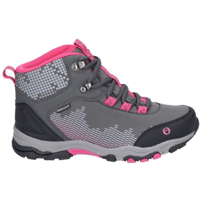 Grey-Pink - Back - Cotswold Childrens-Kids Ducklington Lace Up Hiking Boots
