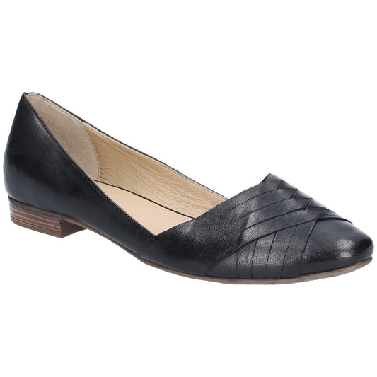 Black - Front - Hush Puppies Womens-Ladies Marley Ballerina Leather Slip On Shoes