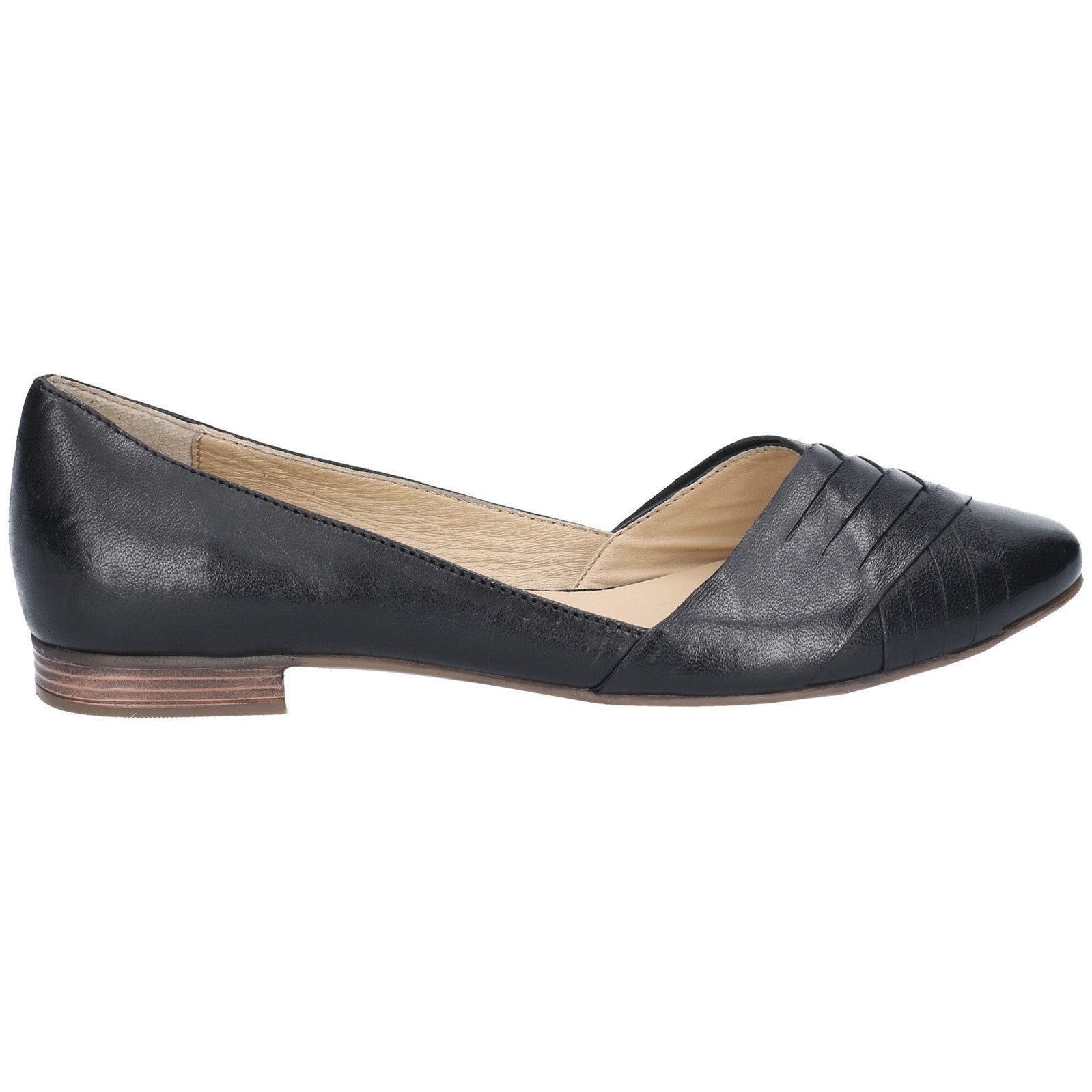 Black - Back - Hush Puppies Womens-Ladies Marley Ballerina Leather Slip On Shoes