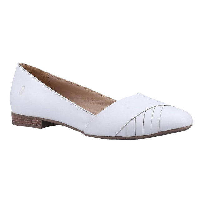 White - Front - Hush Puppies Womens-Ladies Marley Ballerina Leather Slip On Shoes