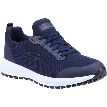 Navy - Front - Skechers Womens-Ladies Squad Lace Up Safety Shoes