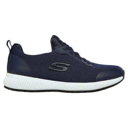Navy - Back - Skechers Womens-Ladies Squad Lace Up Safety Shoes