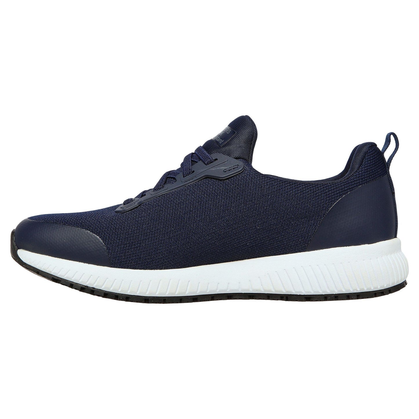 Navy - Side - Skechers Womens-Ladies Squad Lace Up Safety Shoes