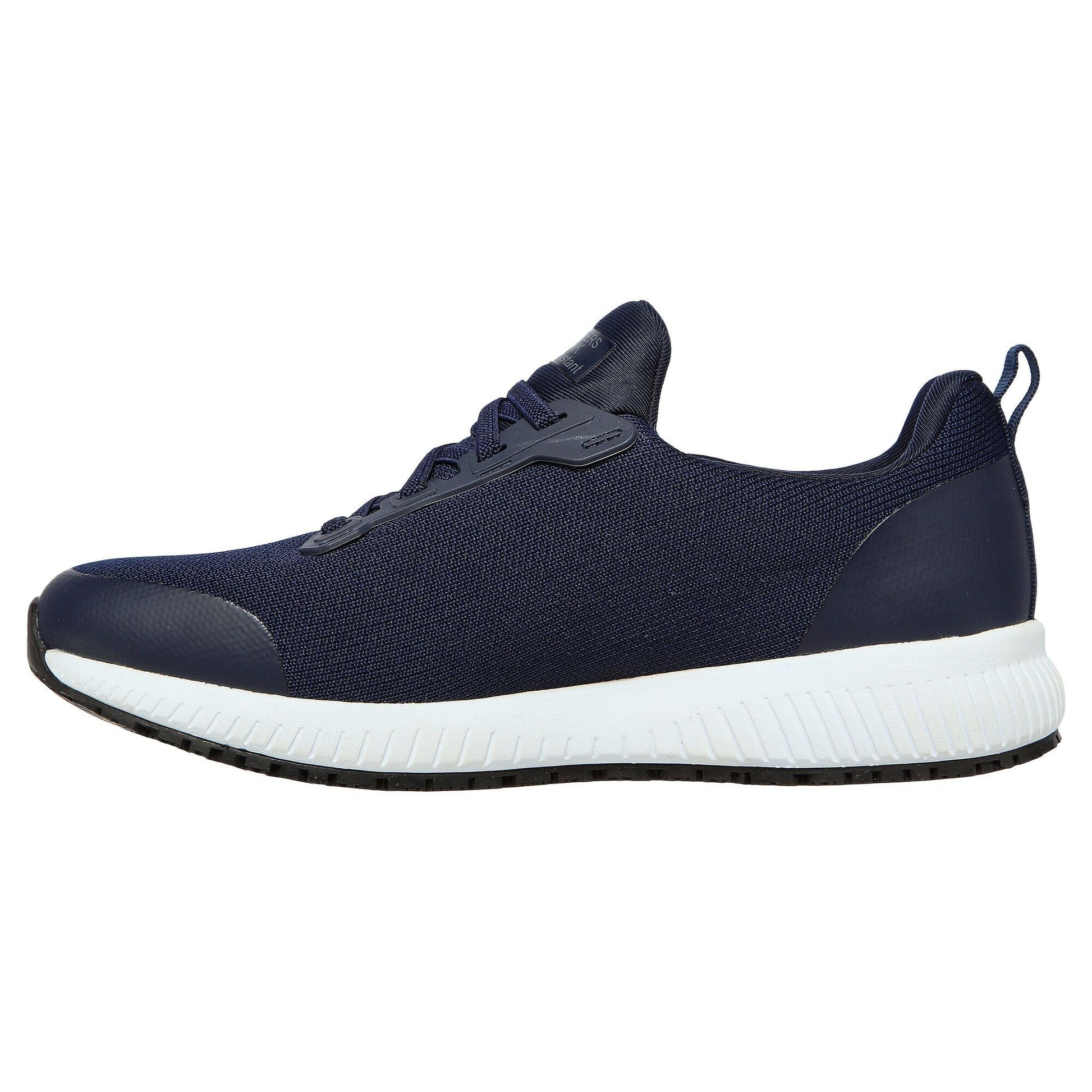 Navy - Side - Skechers Womens-Ladies Squad Lace Up Safety Shoes