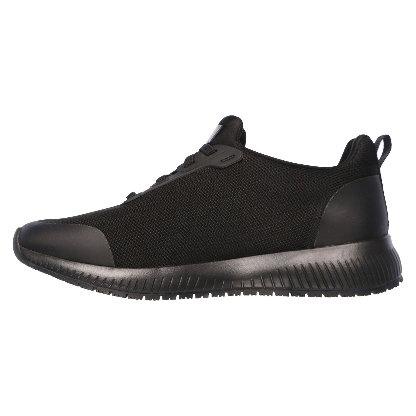 Black - Side - Skechers Womens-Ladies Squad Lace Up Safety Shoes