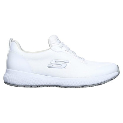 White - Back - Skechers Womens-Ladies Squad Lace Up Safety Shoes