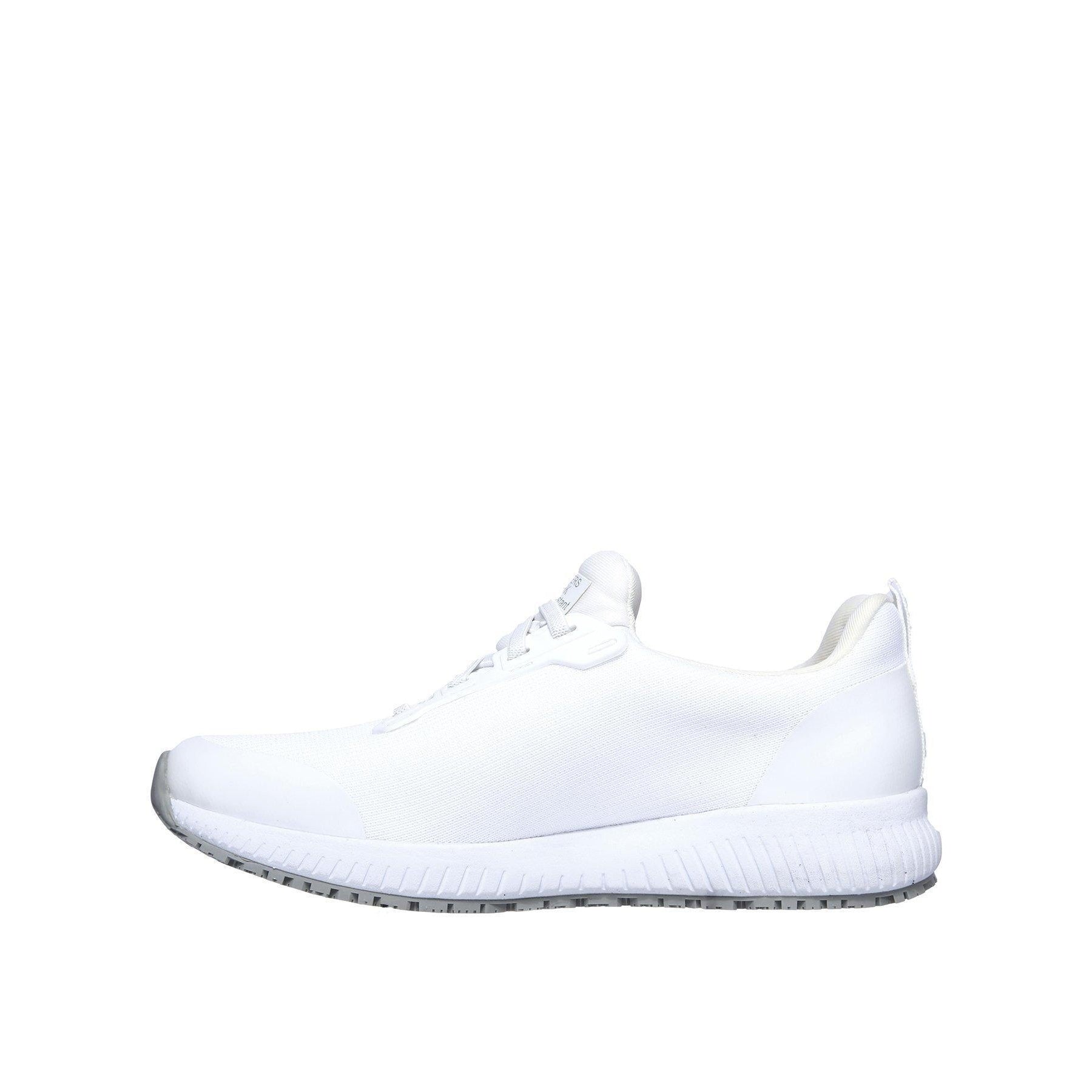 White - Side - Skechers Womens-Ladies Squad Lace Up Safety Shoes