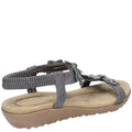 Grey - Side - Fleet & Foster Womens-Ladies Magnolia Elastic T-Bar Sandal