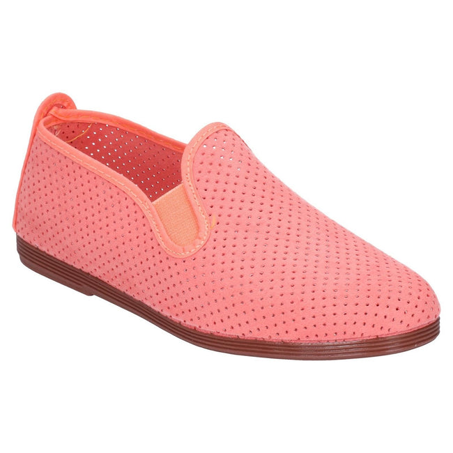 Coral - Front - Flossy Womens-Ladies Pulga Slip On Shoe