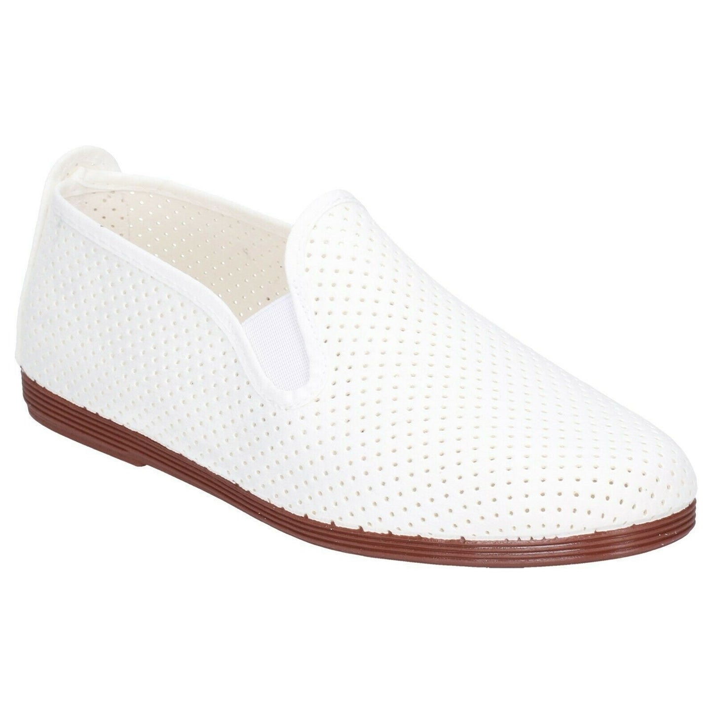 White - Front - Flossy Unisex Adults Pulga Slip On Shoes