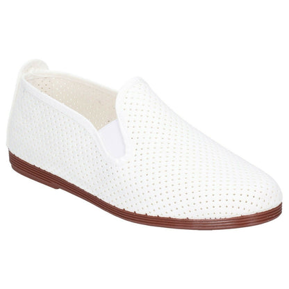 White - Front - Flossy Unisex Adults Pulga Slip On Shoes