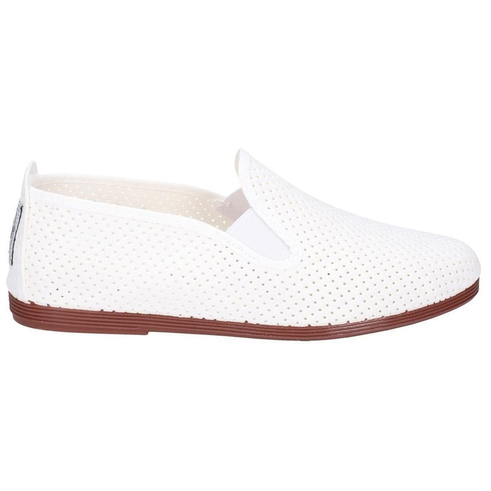 White - Back - Flossy Unisex Adults Pulga Slip On Shoes