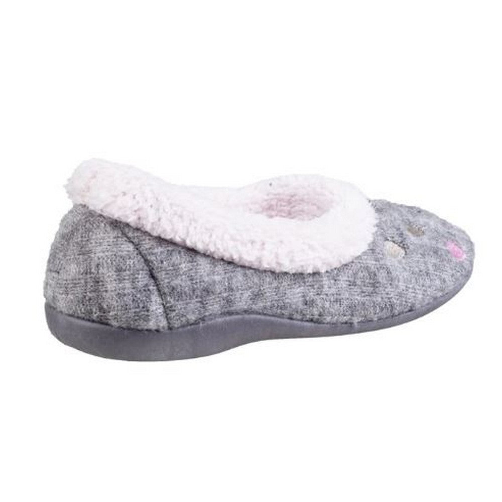 Grey - Side - Fleet & Foster Womens-Ladies Alaska Slip On Slippers