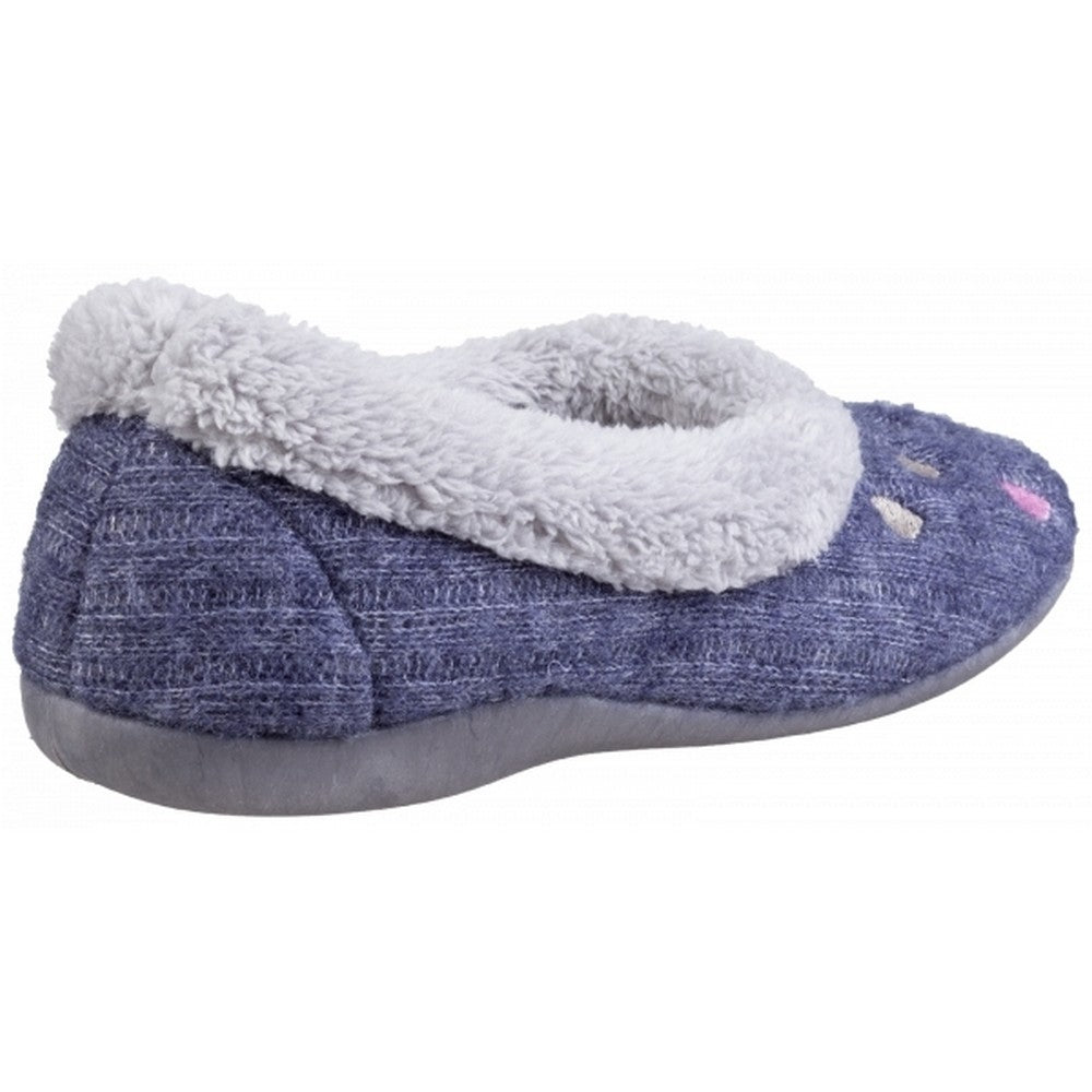 Navy - Side - Fleet & Foster Womens-Ladies Alaska Slip On Slippers