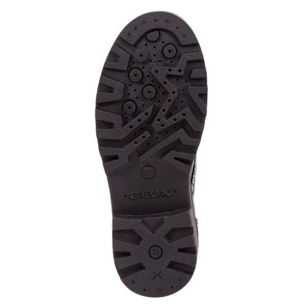 Black - Side - Geox Girls J Casey G. N Lace Up Leather School Shoe