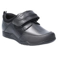 Black - Front - Hush Puppies Boys Noah Junior Touch Fastening Leather School Shoe