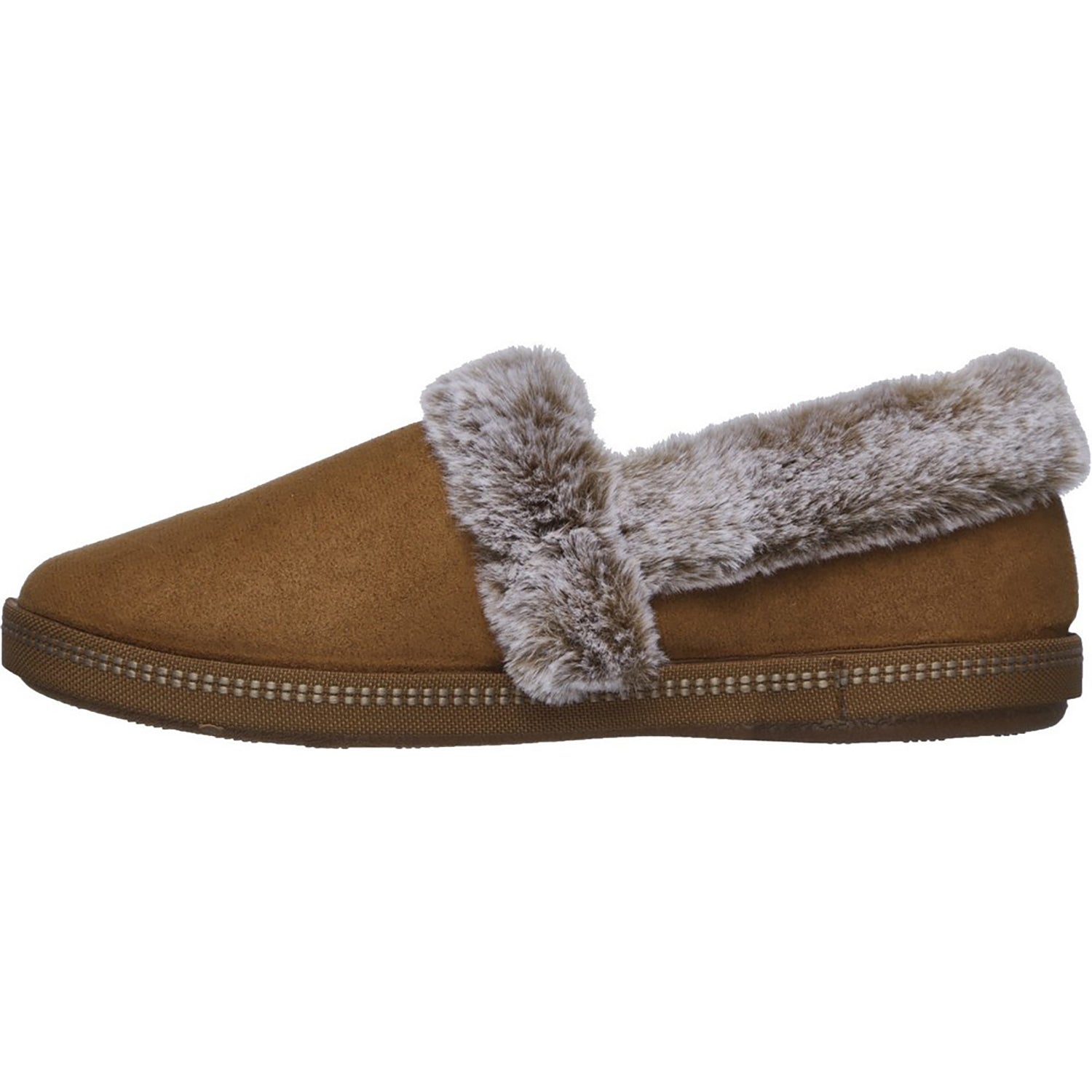 Chestnut - Side - Skechers Womens Fur Lined Slipper
