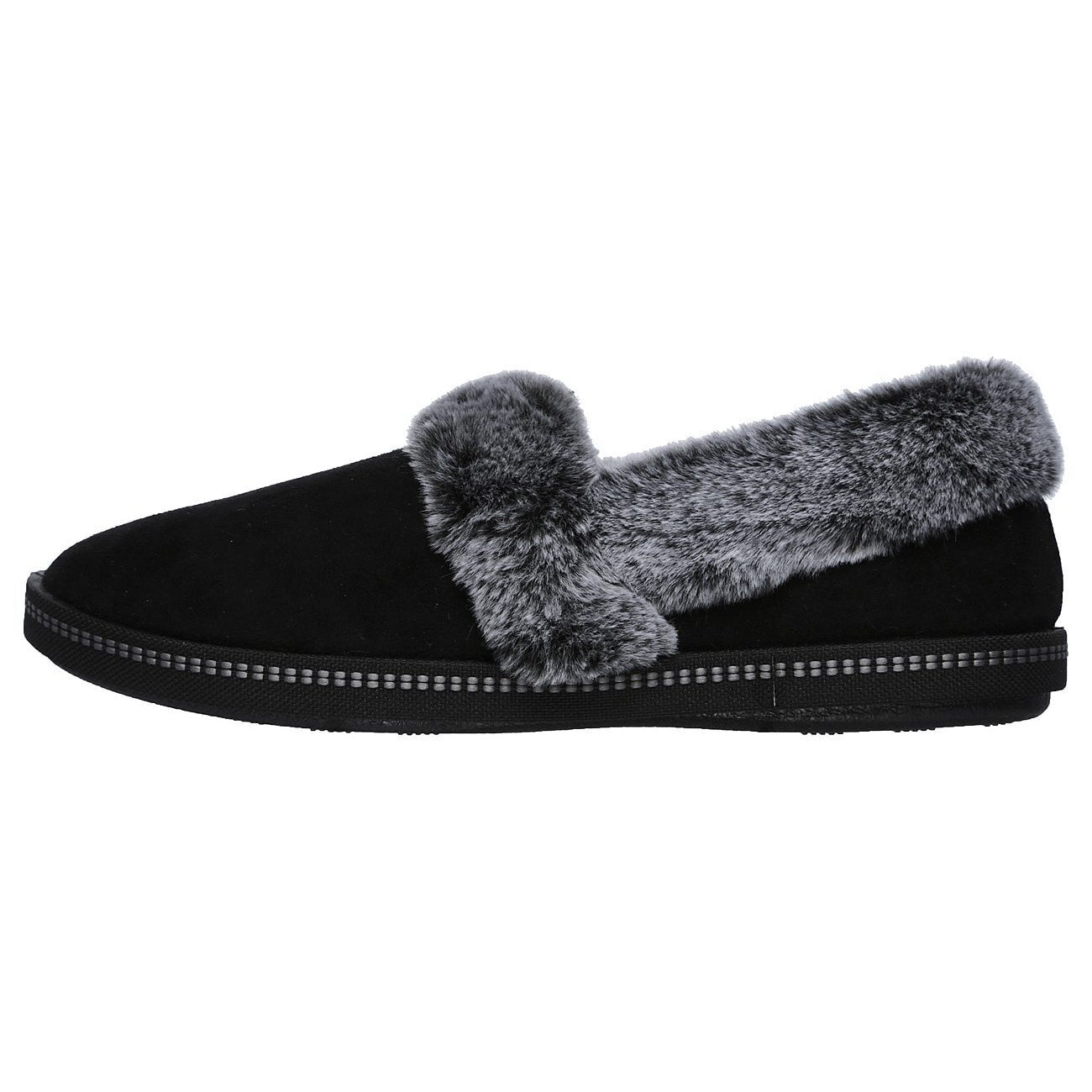 Black - Side - Skechers Womens Fur Lined Slipper