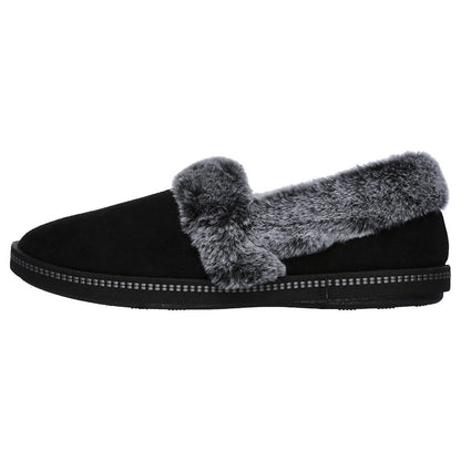 Black - Side - Skechers Womens Fur Lined Slipper