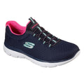 Navy-Hot Pink - Front - Skechers Womens-Ladies Summits Striding Slip On Trainer