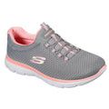 Grey-Pale Pink - Front - Skechers Womens-Ladies Summits Striding Slip On Trainer