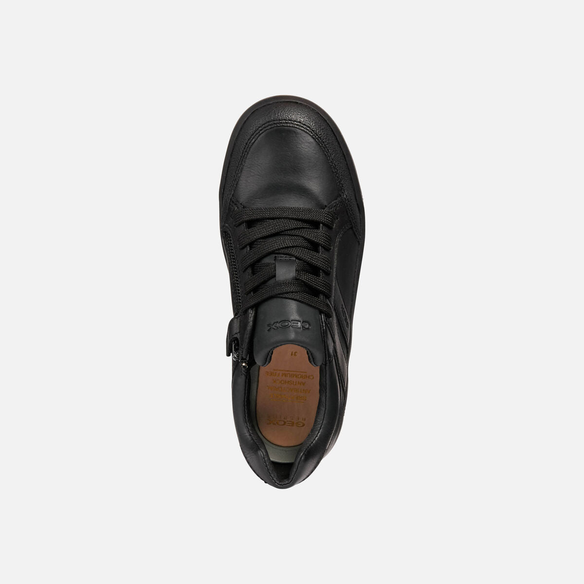 Black - Pack Shot - Geox J Arzach B. D Leather Lace Up Trainer