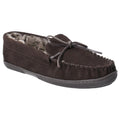 Chocolate - Front - Hush Puppies Mens Ace Slip On Leather Slipper