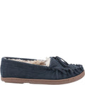 Navy - Back - Hush Puppies Womens-Ladies Addy Slip On Leather Slipper