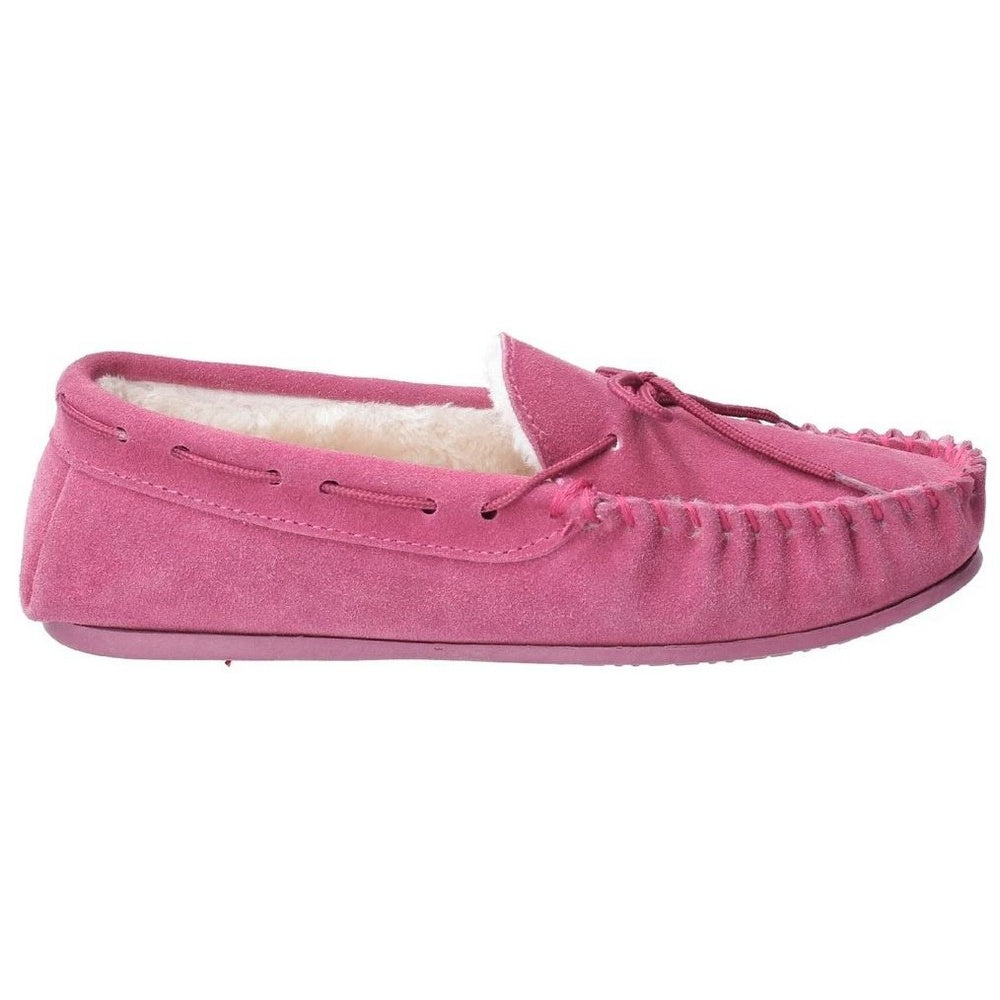 Rose - Side - Hush Puppies Womens-Ladies Allie Slip On Leather Slipper