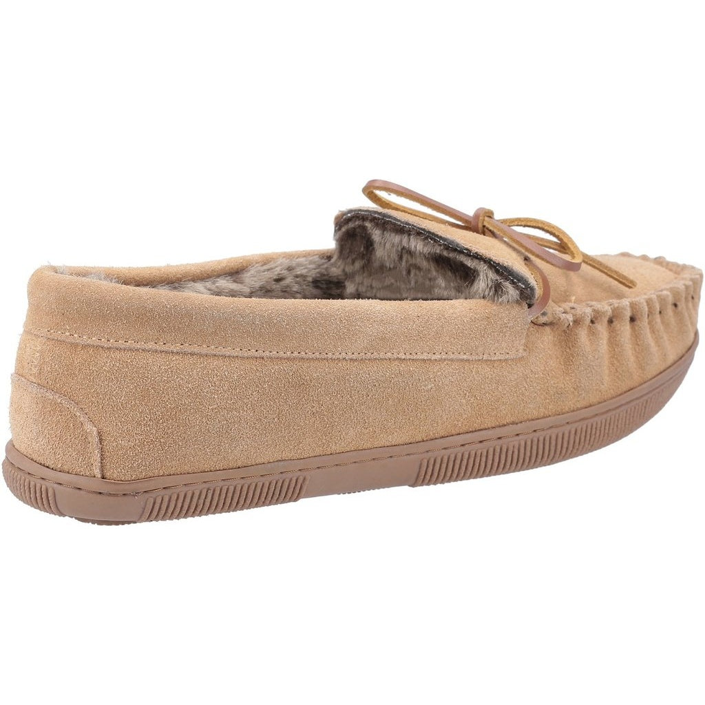 Tan - Back - Hush Puppies Womens-Ladies Allie Slip On Leather Slipper
