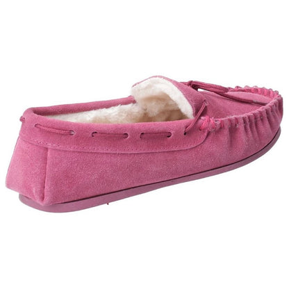 Rose - Back - Hush Puppies Womens-Ladies Allie Slip On Leather Slipper