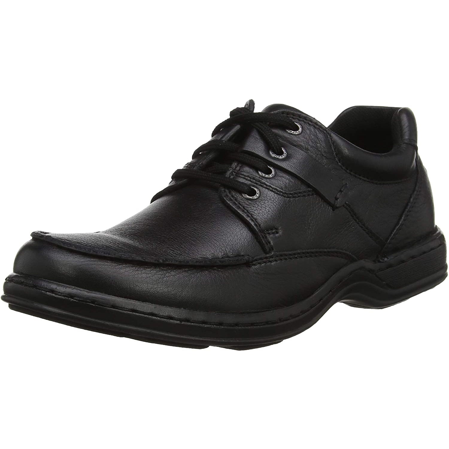 Black - Side - Hush Puppies Randall II Mens Leather Lace Up Shoe