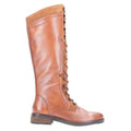 Tan - Back - Hush Puppies Womens-Ladies Rudy Lace Up Long Leather Boot