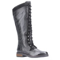 Black - Front - Hush Puppies Womens-Ladies Rudy Lace Up Long Leather Boot