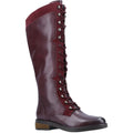 Burgundy - Front - Hush Puppies Womens-Ladies Rudy Lace Up Long Leather Boot