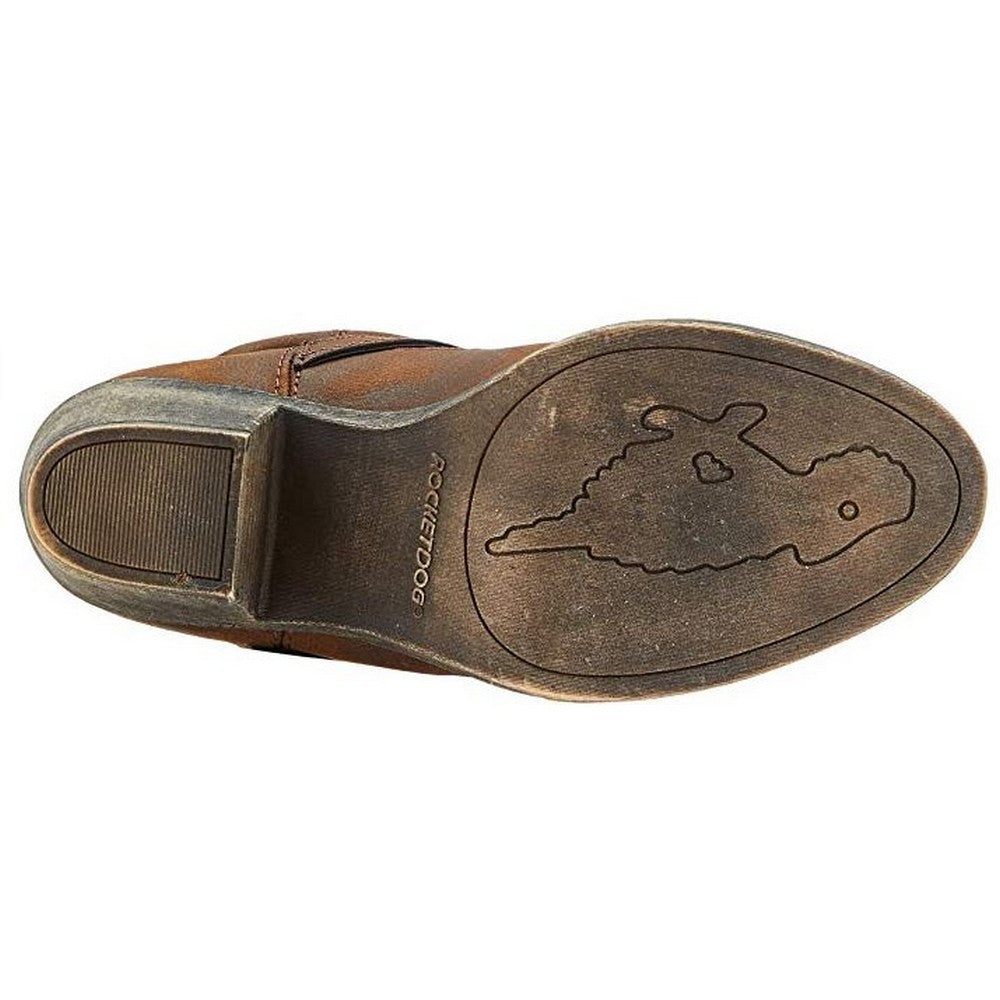 Brown - Side - Rocket Dog Womens-Ladies Sidestep Mid-Calf Western Boot