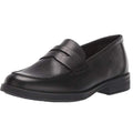 Black - Front - Geox Girls Agata D Slip On Leather Shoe