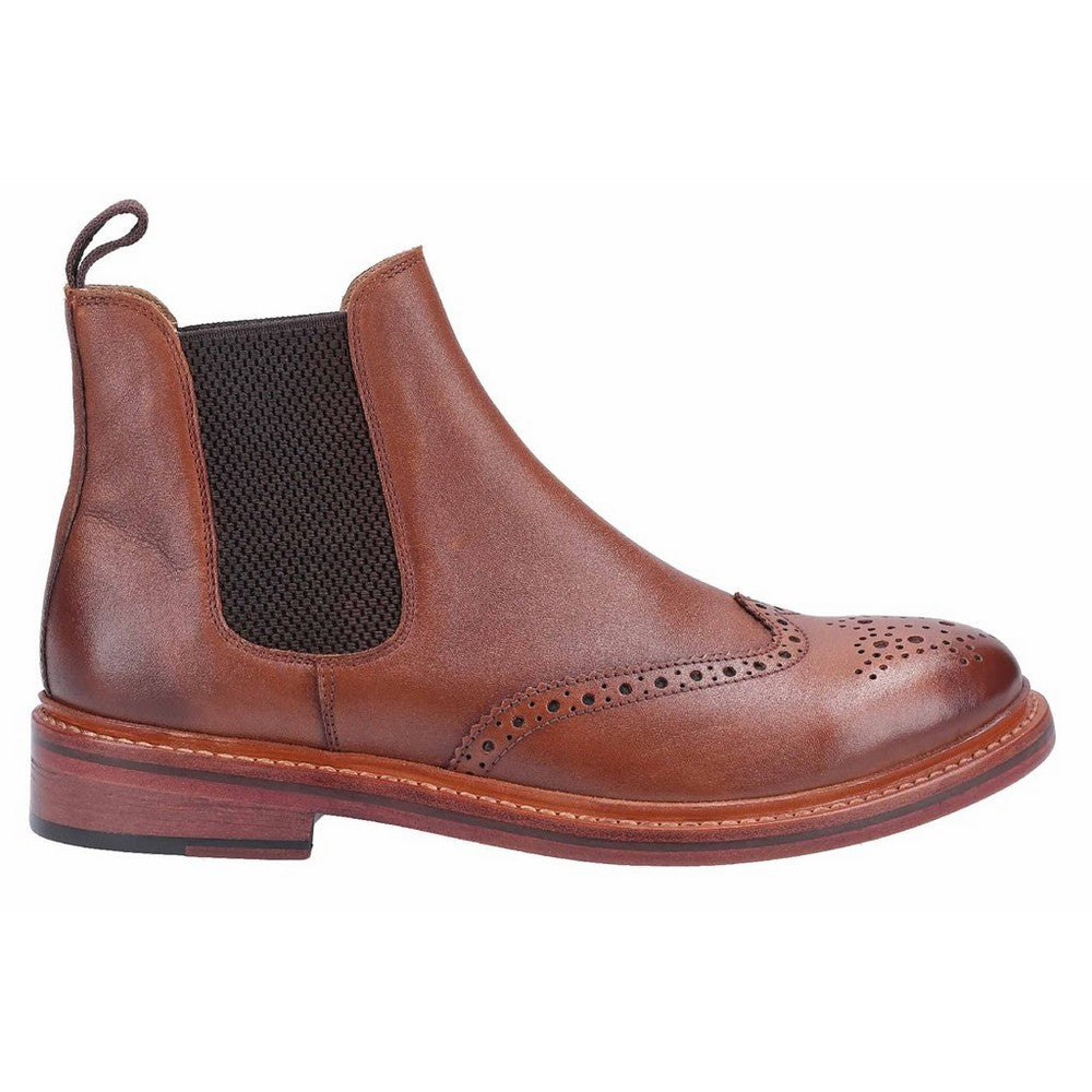 Brown - Back - Cotwold Mens Siddington Leather Elasticated Dress Boot