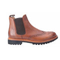 Brown - Back - Cotswold Mens Siddington Commando Elasticated Leather Dress Boot