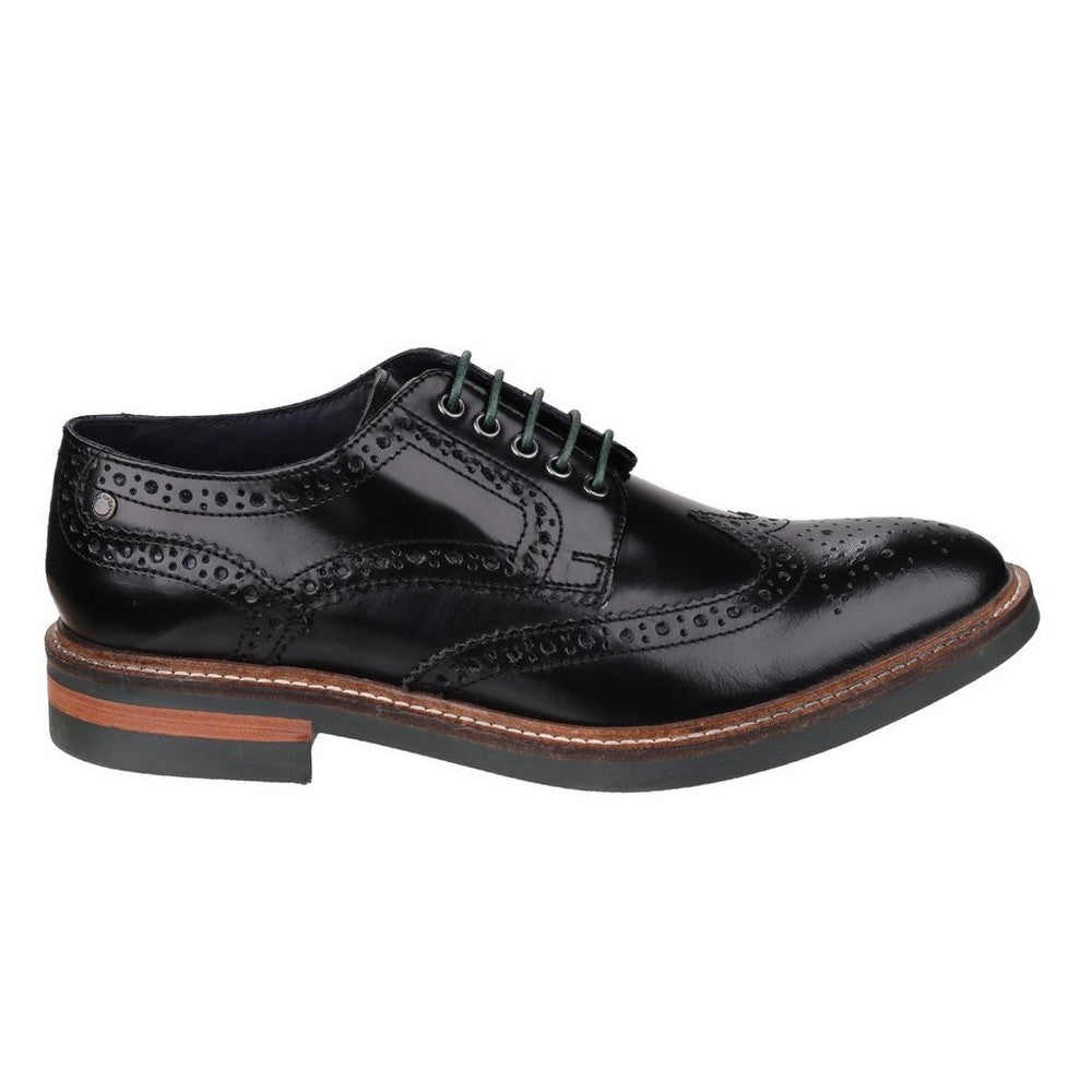 Black - Back - Base London Mens Woburn Hi Shine Leather Brogue Shoe