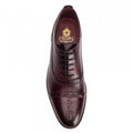 Dark Red - Lifestyle - Base London Mens Cast Washed Lace Up Leather Brogue Shoe