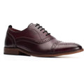 Dark Red - Front - Base London Mens Cast Washed Lace Up Leather Brogue Shoe