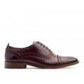 Dark Red - Side - Base London Mens Cast Washed Lace Up Leather Brogue Shoe