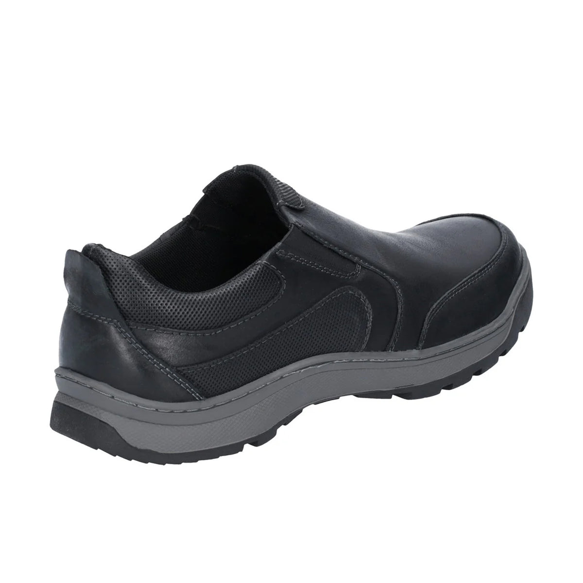 Black - Back - Hush Puppies Mens Jasper Nubuck Leather Slip On Shoe
