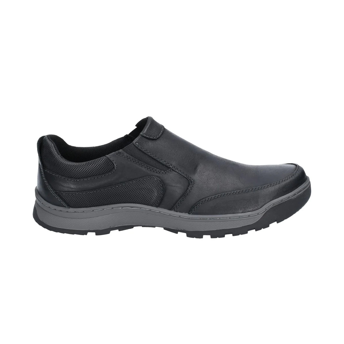 Black - Side - Hush Puppies Mens Jasper Nubuck Leather Slip On Shoe