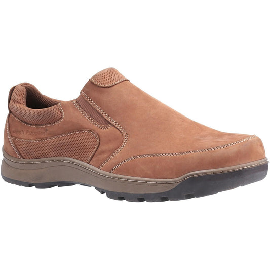 Tan Nubuck - Front - Hush Puppies Mens Jasper Nubuck Leather Slip On Shoe