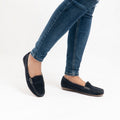 Navy - Back - Hush Puppies Womens-Ladies Margot Suede Leather Loafer Shoe